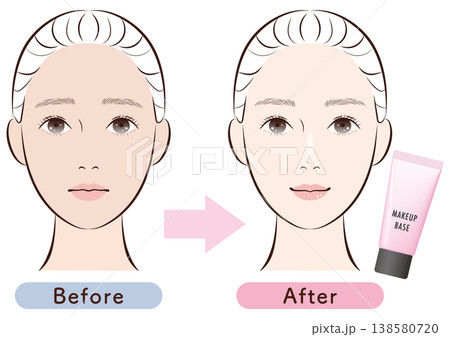 トーンアップ下地の使用前後（ピンク） 138580720