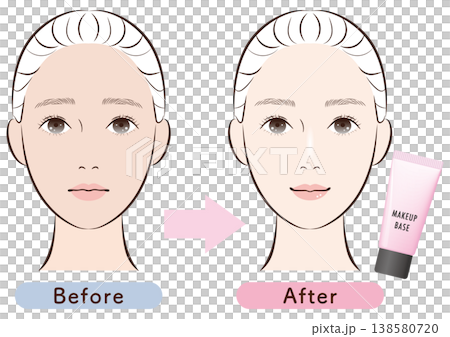 トーンアップ下地の使用前後（ピンク） 138580720