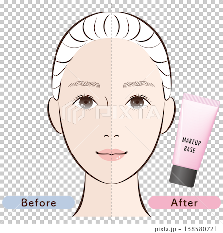 Before and after using tone-up primer (pink) 138580721