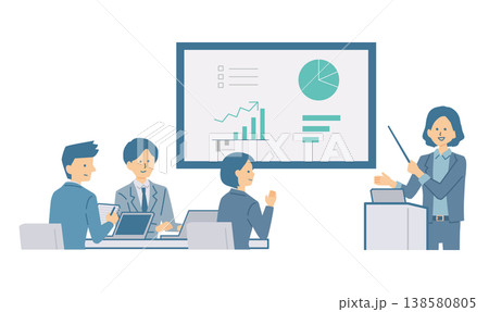 オンボーディング研修を受ける新入社員の上半身イラスト 138580805