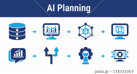 AI Planning Simulation and Decision Workflowのイラスト素材 [138581003] - PIXTA