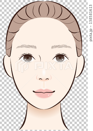 人中が長いタイプの顔（正面） 138581613