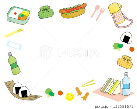 楽しくなるお弁当のイラストフレーム 138581673