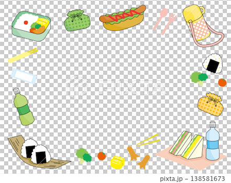 楽しくなるお弁当のイラストフレーム 138581673