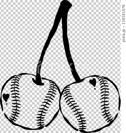 Retro Baseball Cherry Outline Whimsical Hand Drawn Retro Baseball Cherry Outline Whimsical Hand Drawn 138581876