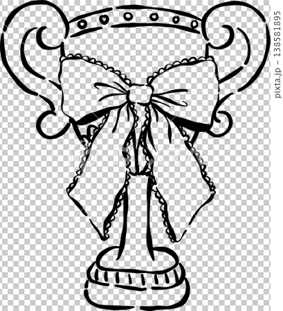 Hand drawn Trophy Outline with Bow Decoration Hand drawn Trophy Outline with Bow Decoration 138581895