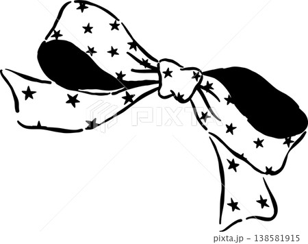 Coquette Ribbon Bow Outline with Stars Whimsical Hand Drawn Coquette Ribbon Bow Outline with Stars Whimsical Hand Drawn 138581915