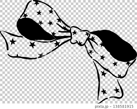 Coquette Ribbon Bow Outline with Stars Whimsical Hand Drawn Coquette Ribbon Bow Outline with Stars Whimsical Hand Drawn 138581915