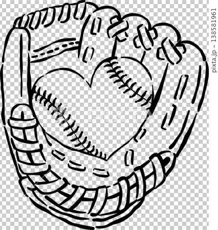 Preppy Baseball Glove Outline with Heart Stitched Ball Whimsical Hand Drawn Preppy Baseball Glove Outline with Heart Stitched Ball Whimsical Hand Drawn 138581961