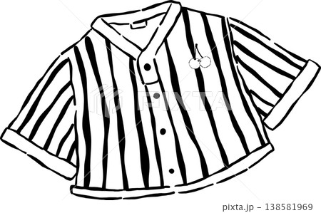 Cute Retro striped baseball top shirt Outline with Cherries Whimsical Hand Drawn 138581969