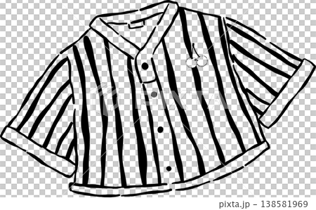 Cute Retro striped baseball top shirt Outline with Cherries Whimsical Hand Drawn 138581969