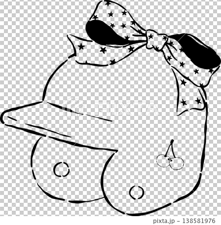 Preppy Coquette Baseball Helmet Outline with Bow Whimsical Hand Drawn Preppy Coquette Baseball Helmet Outline with Bow Whimsical Hand Drawn 138581976