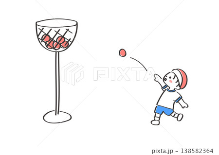 運動会の玉入れのイラスト|シンプルで使いやすい線画イラスト 運動会の玉入れのイラスト|シンプルで使いやすい線画イラスト 138582364