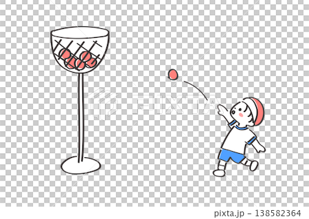 運動会の玉入れのイラスト|シンプルで使いやすい線画イラスト 運動会の玉入れのイラスト|シンプルで使いやすい線画イラスト 138582364