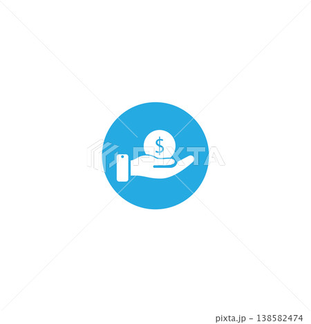 hand holding a dollar coin line icon. save money  salary  finance  cash concept. logo symbol for web and mobile isolated on white background 138582474