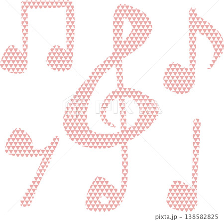 ウロコ模様のトーン記号と音符のイラストセット ピンクタイプ ウロコ模様のトーン記号と音符のイラストセット ピンクタイプ 138582825