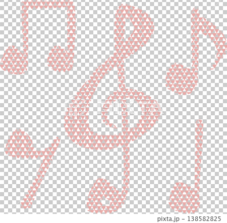 ウロコ模様のトーン記号と音符のイラストセット ピンクタイプ ウロコ模様のトーン記号と音符のイラストセット ピンクタイプ 138582825