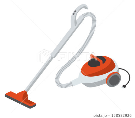 シンプルでレトロな掃除機のイメージイラスト シンプルでレトロな掃除機のイメージイラスト 138582926