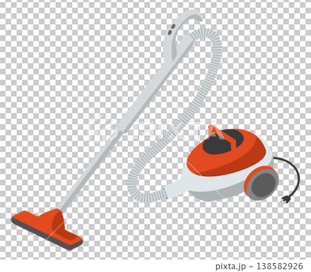シンプルでレトロな掃除機のイメージイラスト シンプルでレトロな掃除機のイメージイラスト 138582926