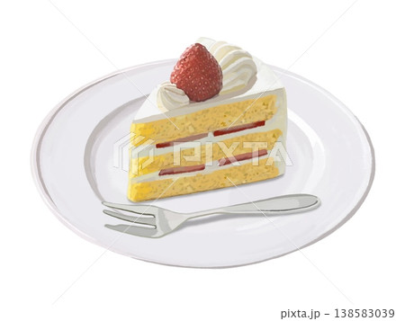 苺のショートケーキ(皿、フォーク付き) 苺のショートケーキ(皿、フォーク付き) 138583039