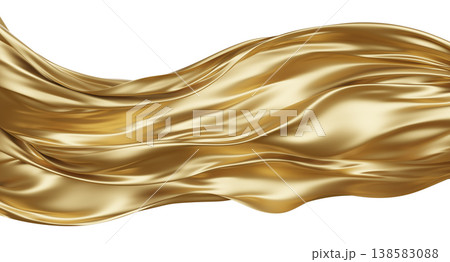 Luxury gold fabric flowing isolated on white background 3D render Luxury gold fabric flowing isolated on white background 3D render 138583088