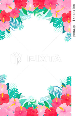 ハイビスカスのフレーム3_縦 138583166