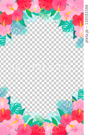 ハイビスカスのフレーム3_縦 138583166