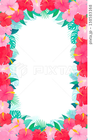 ハイビスカスのフレーム4_縦 138583168