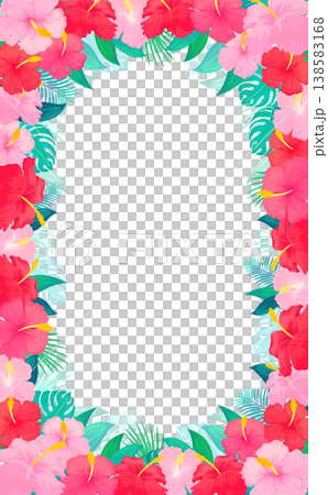 ハイビスカスのフレーム4_縦 138583168