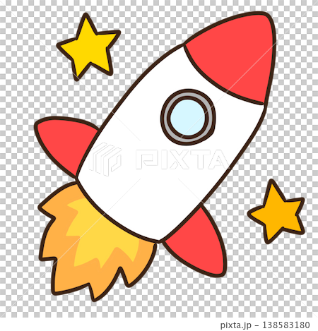 手繪的火箭升空插圖。 138583180
