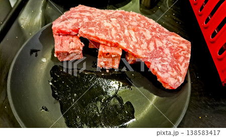 close up view of grilling goat and beef close up view of grilling goat and beef 138583417