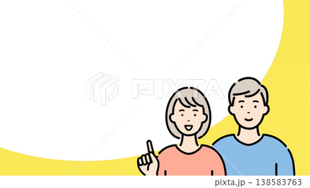 案内する若い男女と吹き出し コピースペース 案内する若い男女と吹き出し コピースペース 138583763