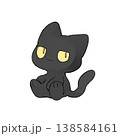 デフォルメ風お座り黒猫 138584161