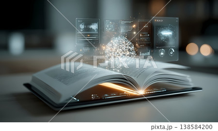 AIデジタル教科書タブレット学習イラスト 138584200