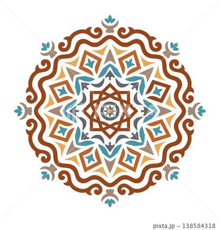 Geometric Mediterranean Ceramic Tile Pattern Geometric Mediterranean Ceramic Tile Pattern 138584318