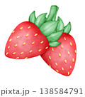 strawberry with green leaves 138584791