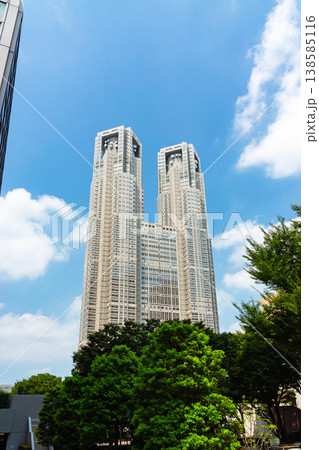東京都庁と広い空 東京都新宿区西新宿 東京都庁と広い空 東京都新宿区西新宿 138585116