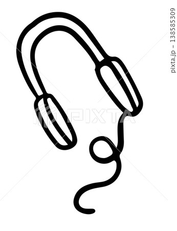 Hand drawn outline of headphone for colouring book, decoration, leisure time, weekends, holidays, entertainment, department store, sticker, hobbies, gym, running club, fridge magnet, song	 138585309