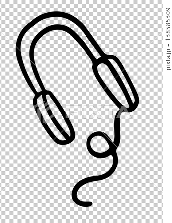 Hand drawn outline of headphone for colouring book, decoration, leisure time, weekends, holidays, entertainment, department store, sticker, hobbies, gym, running club, fridge magnet, song	 138585309