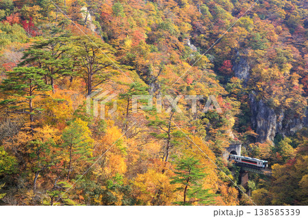 復旧祈願・陸羽東線の気動車が走っていた頃の紅葉の鳴子峡 復旧祈願・陸羽東線の気動車が走っていた頃の紅葉の鳴子峡 138585339