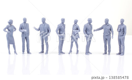 Group of business people standing together and interacting in a modern office setting during Group of business people standing together and interacting in a modern office setting during 138585478