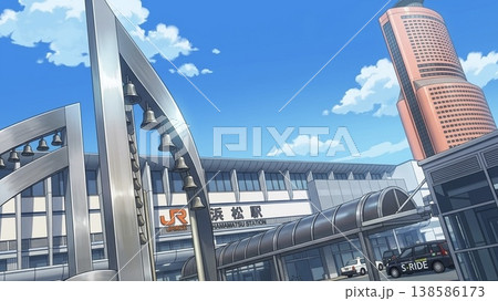 浜松駅北口のランドマーク JR浜松駅 と アクトタワー 音符のモニュメント 晴天 の 街並み 静岡 浜松駅北口のランドマーク JR浜松駅 と アクトタワー 音符のモニュメント 晴天 の 街並み 静岡 138586173