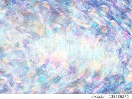 虹色の光が踊る青い水晶の背景素材 138586276