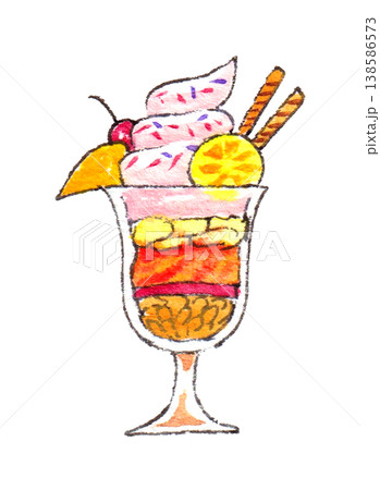水彩イラスト　アイスクリームサンデー 138586573