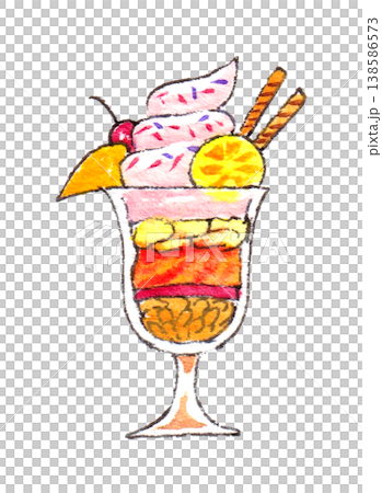 水彩イラスト　アイスクリームサンデー 138586573