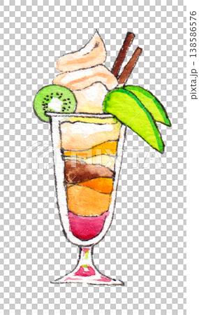水彩イラスト　ソフトクリームパフェ 138586576