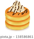 ホイップクリームとチョコソースのパンケーキ 138586861