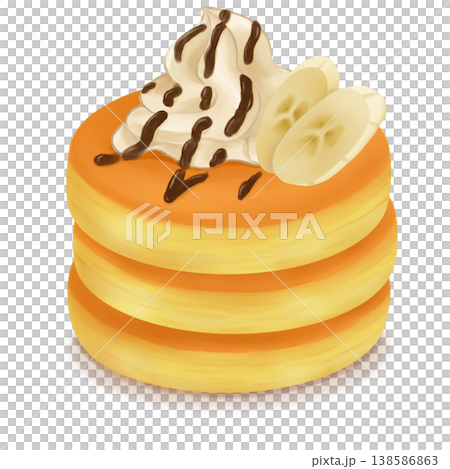 Banana and whipped cream pancakes Banana and whipped cream pancakes 138586863