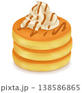 ホイップクリームとキャラメルソースのパンケーキ 138586865