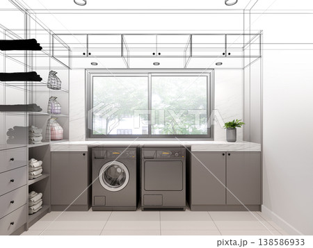 modern wasing room  interior design, 3d rendering 138586933